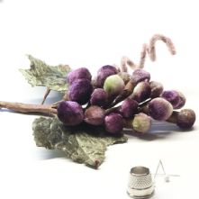 Cluster of Green/ Mauve Velvet Grapes Hat Trim